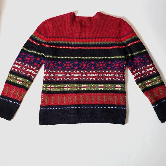 Fair Isle Christmas Holiday Wool Blend Ugly Crewneck Sweater - Picture 3 of 5